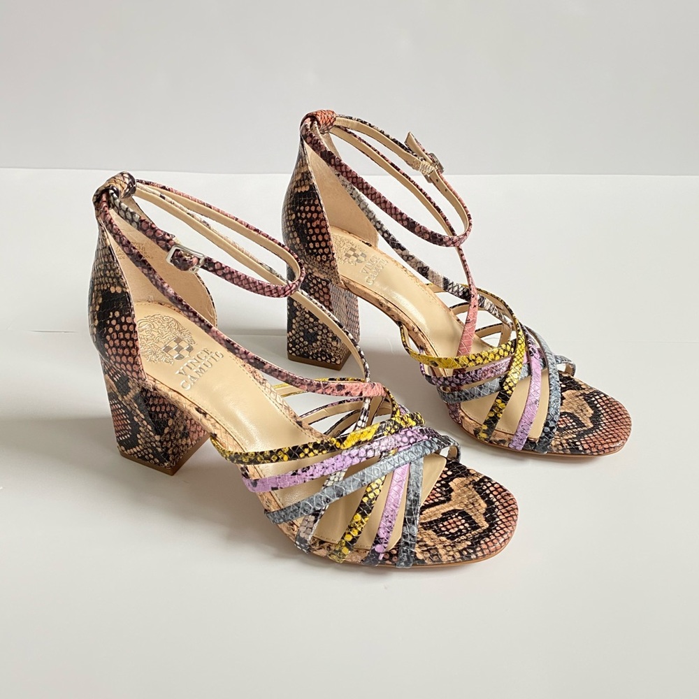 Vince Camuto Block Heels Sandals Animal Print